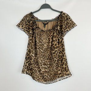 NWOT White House Black Market Leopard Off-The-Shoulder Capelet Top S